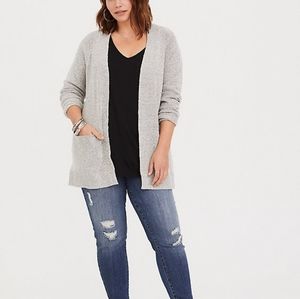 Torrid Grey Brushed Speckled Knit Cardigan